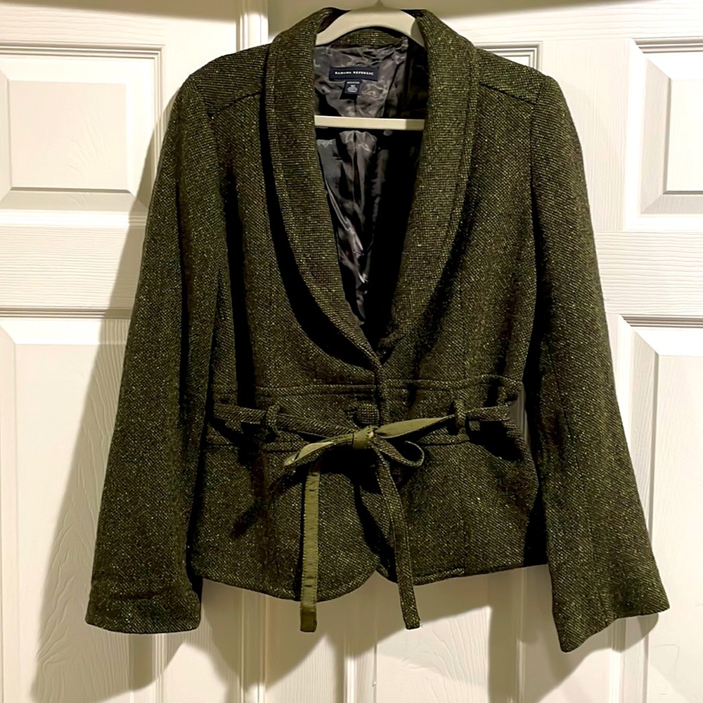 Banana Republic Womens Stretch Tweed Blazer Jacket Career Office Wear Size 10